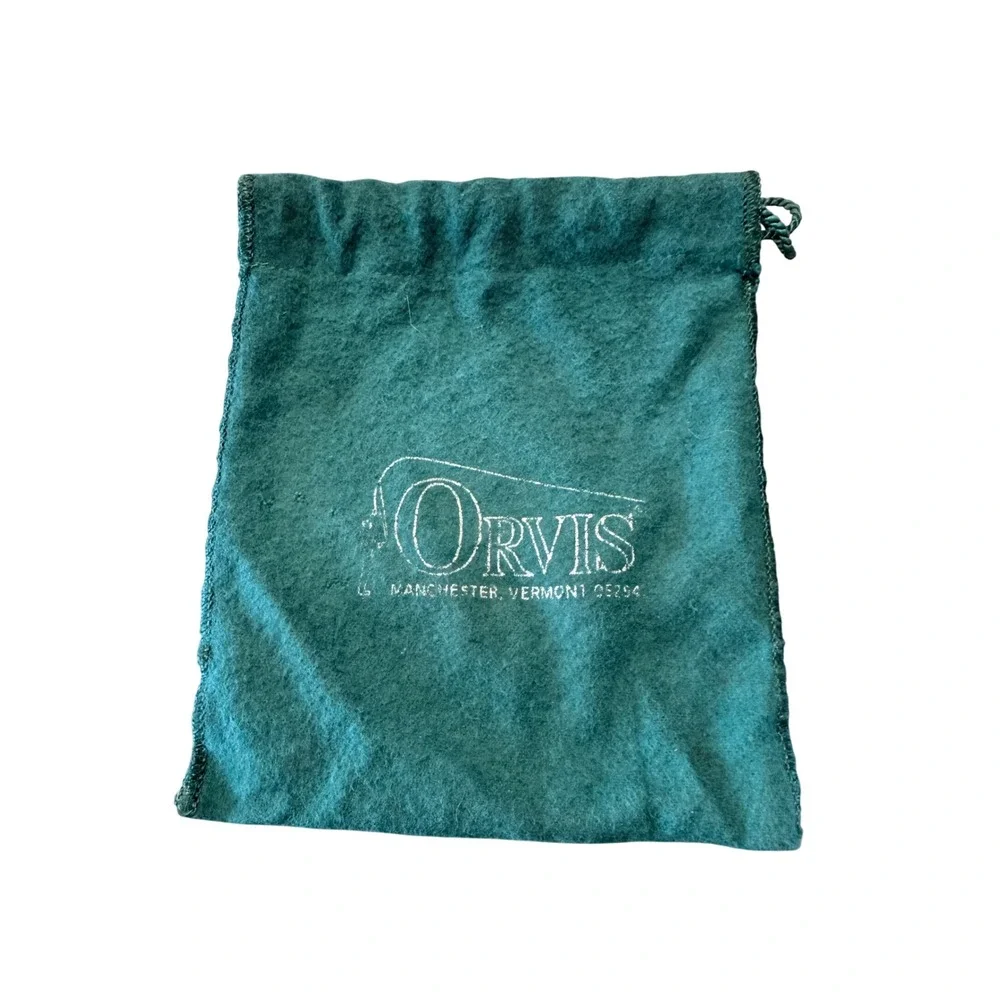 Orvis Green Drawstring Pouch Reel Bag‎ Manchester Vermont USA Small  Pouch G2